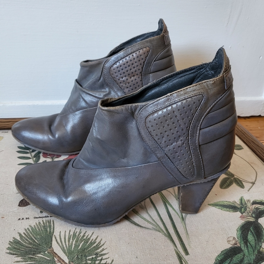 Diesel Grey Leather Sneaker Textured Vent Booties Boots Size EU 41 US 10